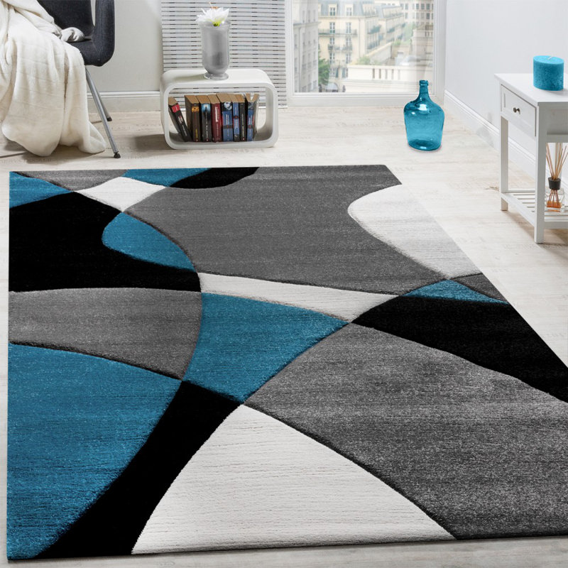 Zipcode Design Chaya Flatweave Turquoise/Grey/Black Rug & Reviews Wayfair.co.uk